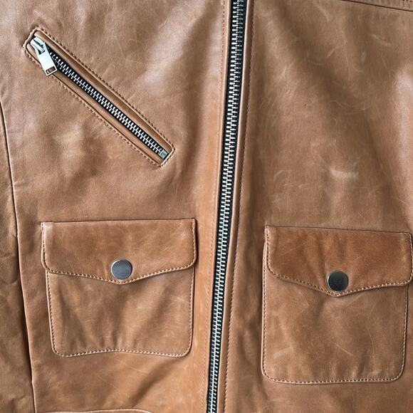 Doma Women’s Cropped Leather Bomber Jacket with Detachable Shearling Collar - L - Picture 5 of 9